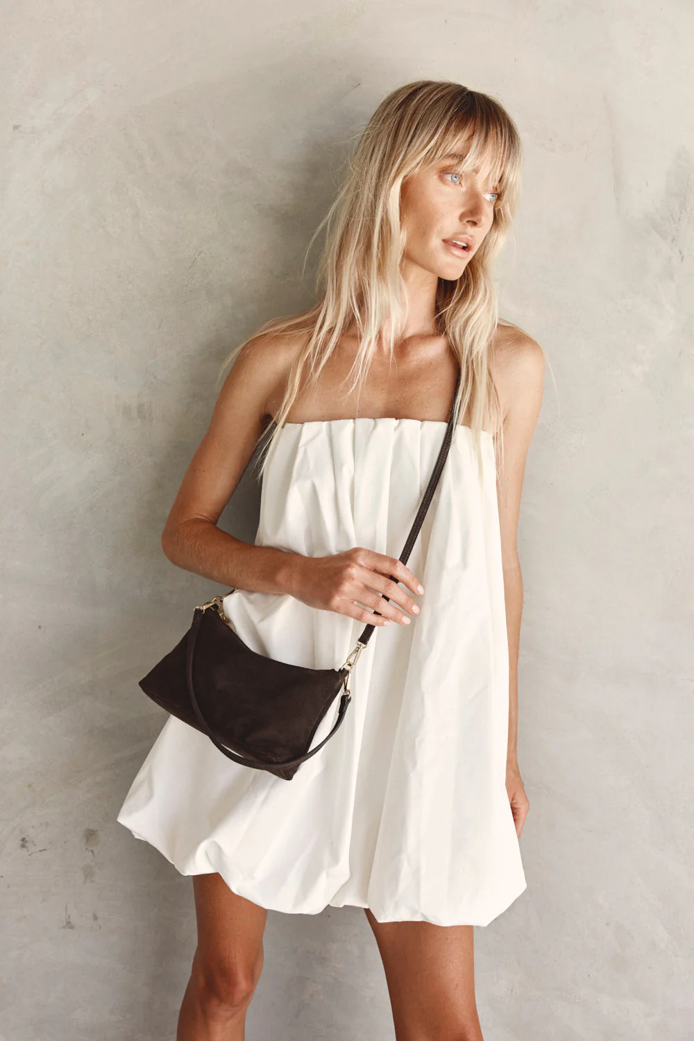 Ashley Dark Chocolate Suede Crossbody Bag - Image 3