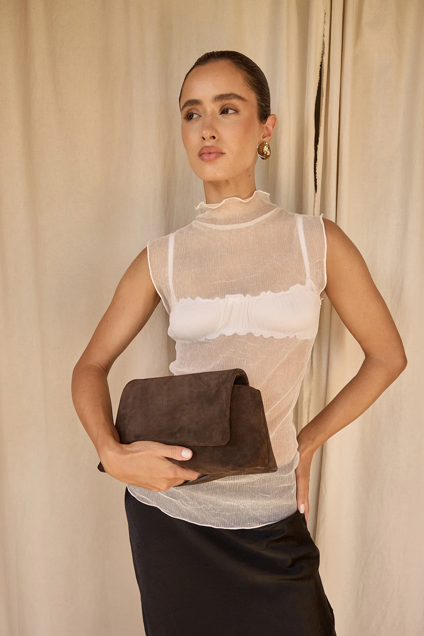 Celeste Dark Chocolate Clutch Crossbody Bag - Image 3