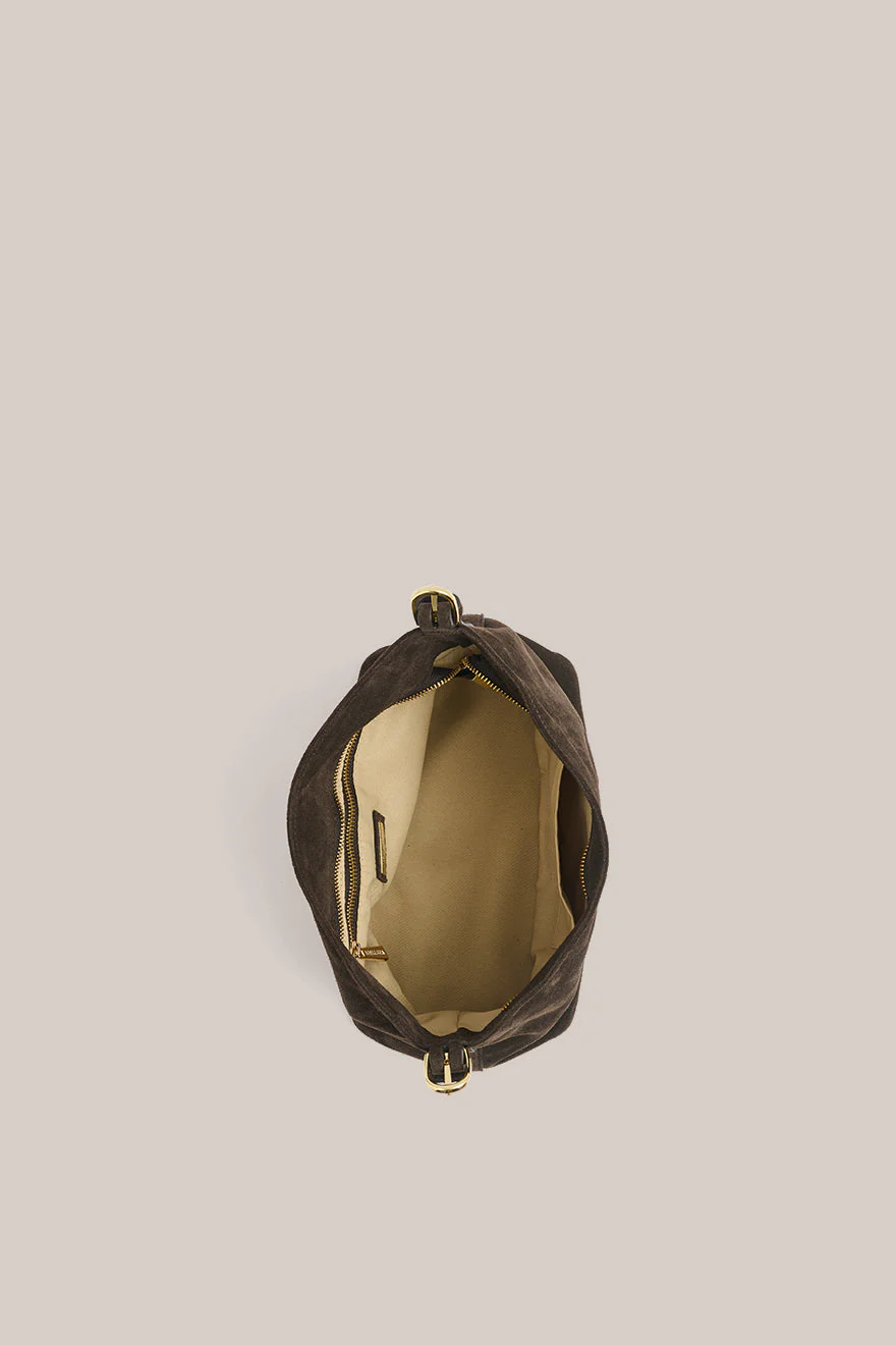 Eden Dark Chocolate Suede Shoulder Bag - Image 5