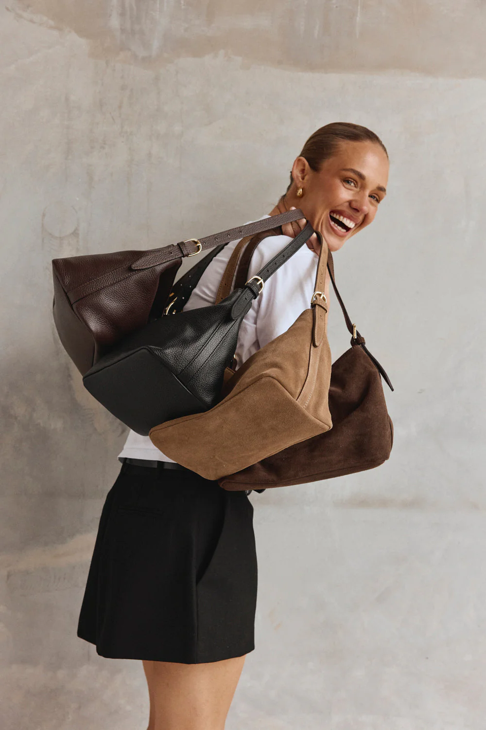 Eden Dark Chocolate Suede Shoulder Bag - Image 6