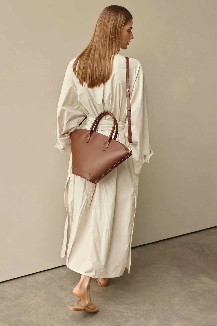 Jamie Chocolate Leather Tote - Image 4