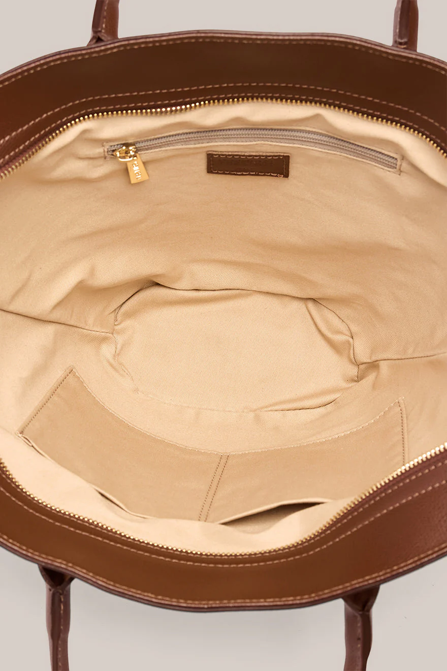 Jamie Chocolate Leather Tote - Image 5
