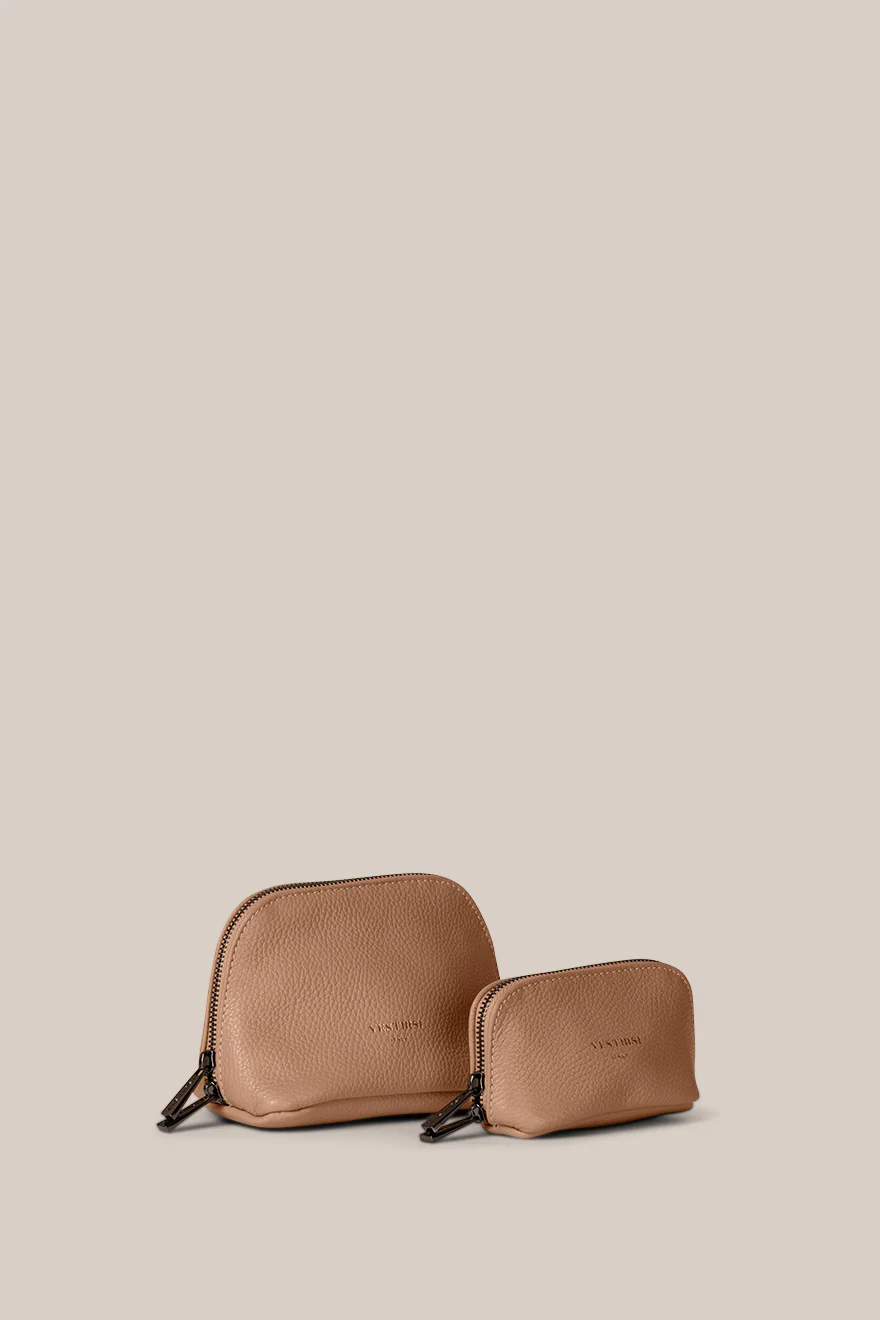 Leather Milk Chocolate Cosmetic Pouch Duo - Image 4