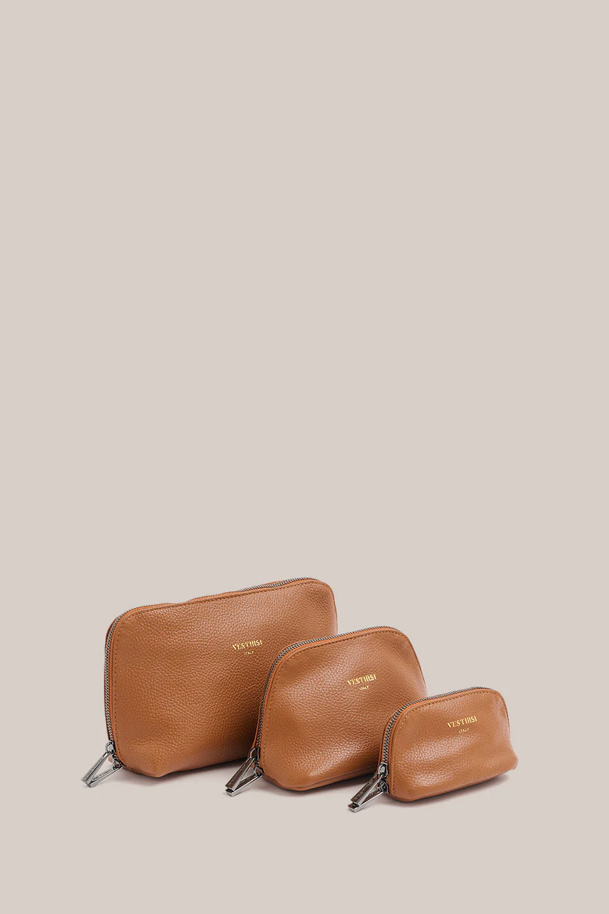 Leather Tan Cosmetic Pouch Trio - Image 3
