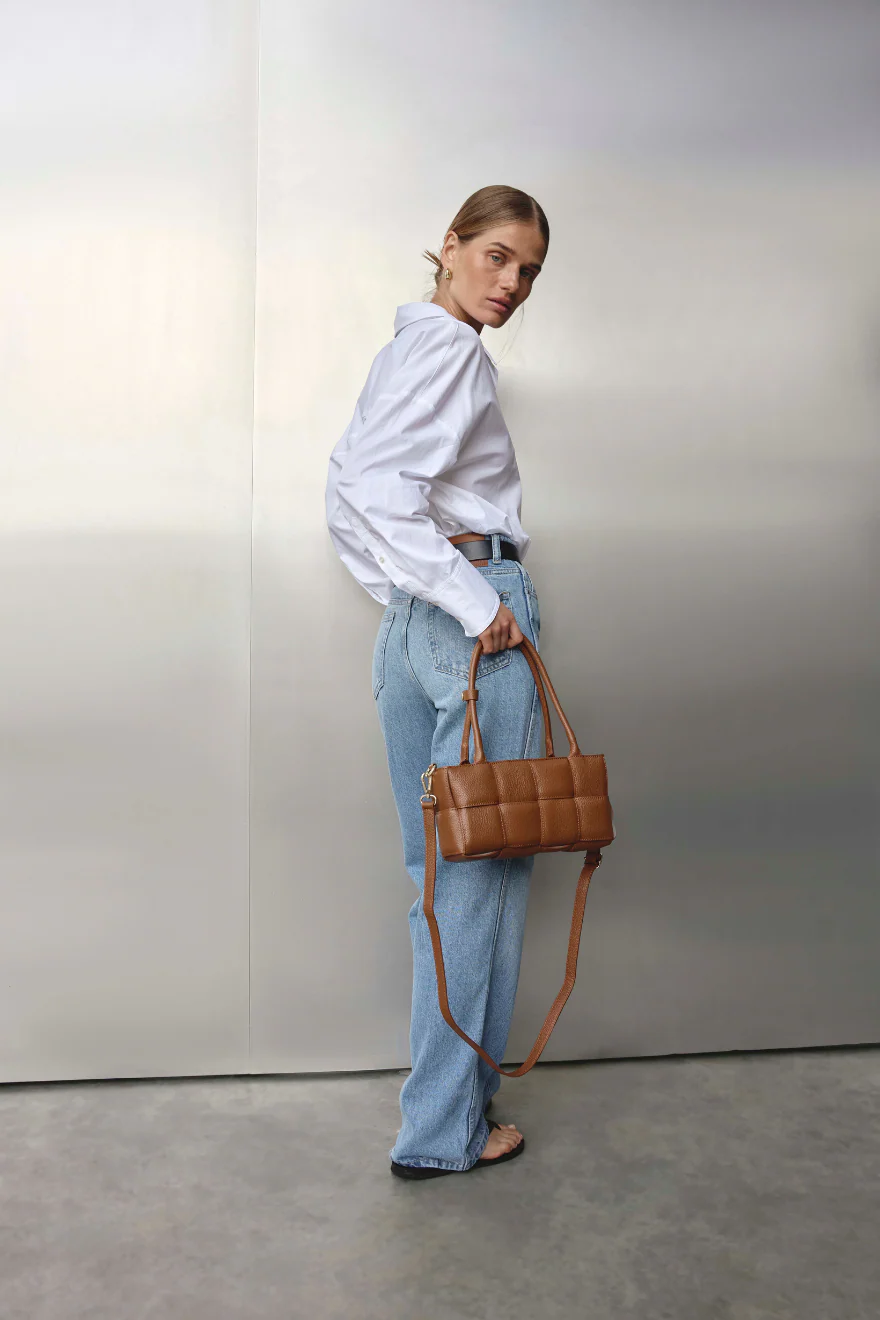 Margot Chestnut Woven Baguette - Image 6