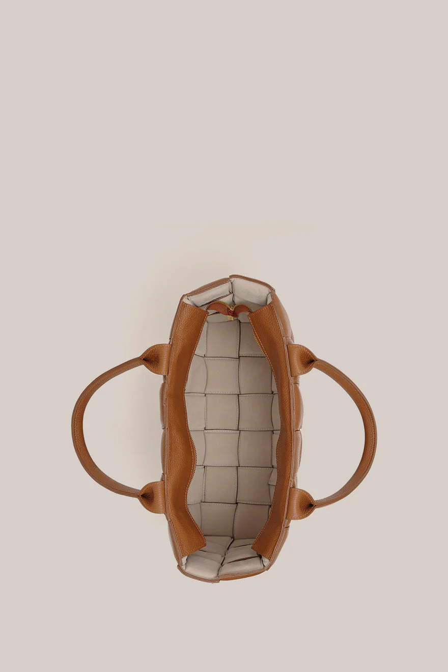 Margot XL Tan Woven Tote - Image 4