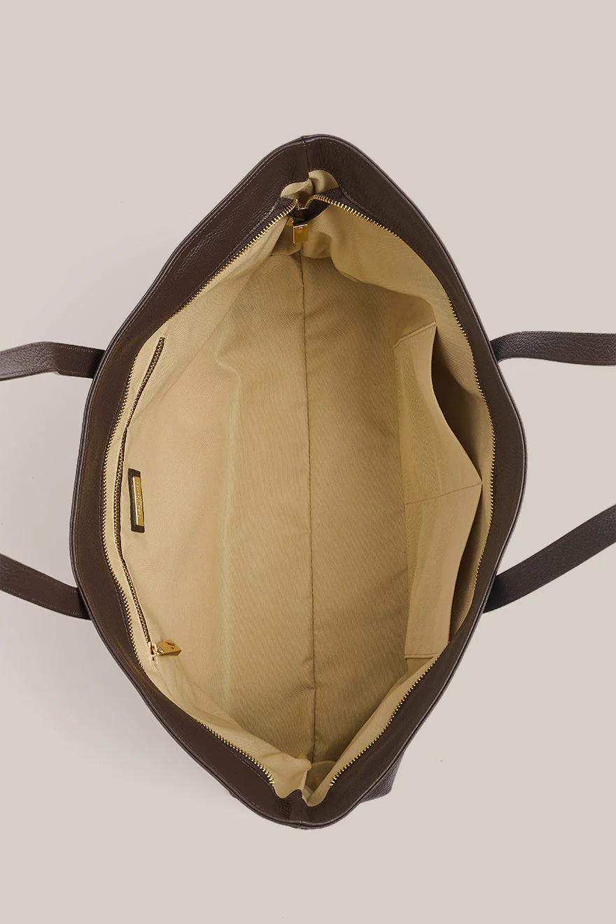 Mia Dark Chocolate Leather East West Slouchy Tote - Image 5