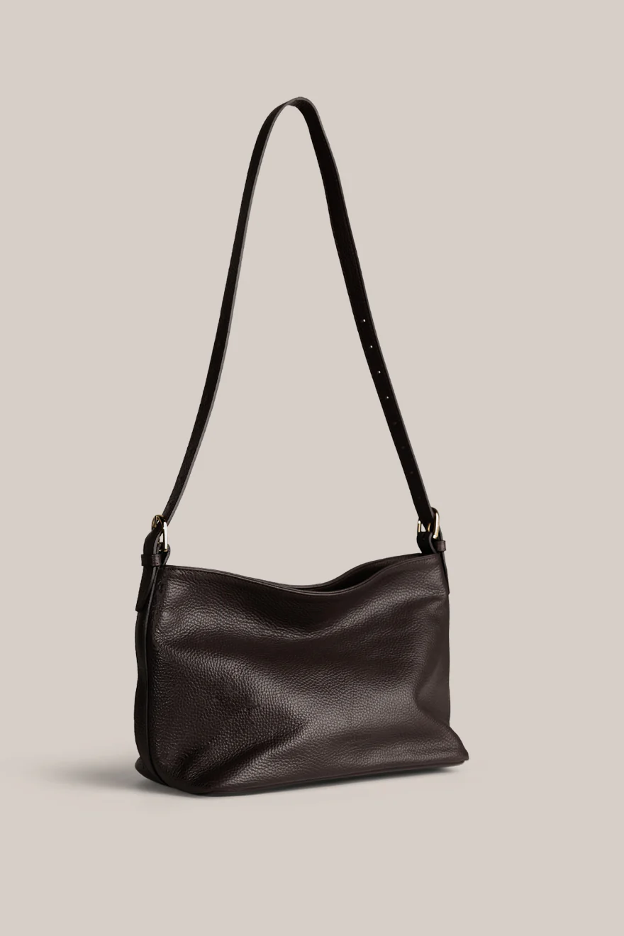Pebbled Leather Crossbody Strap Dark Chocolate - Image 4