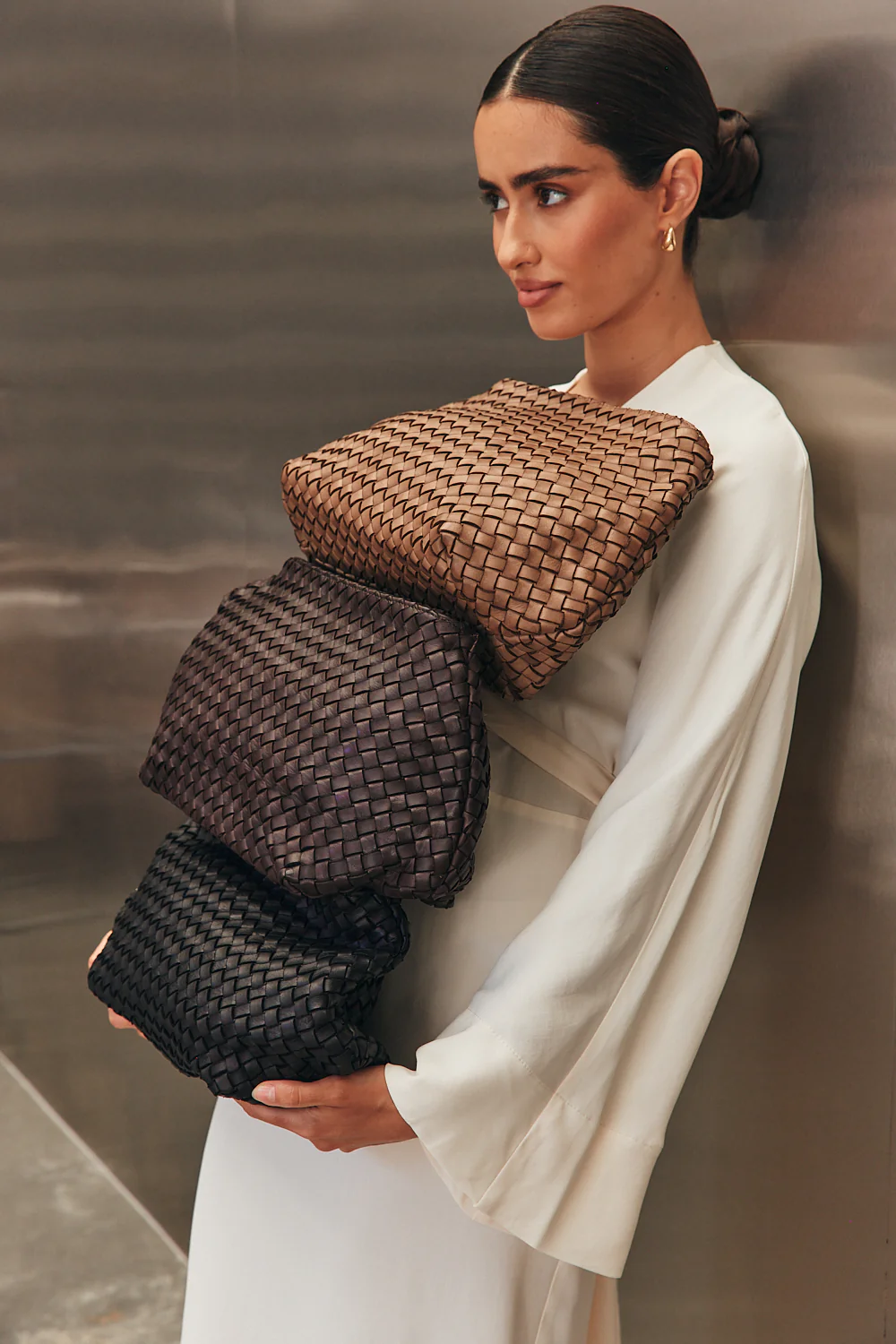 Piper Woven Dark Chocolate Clutch - Image 6