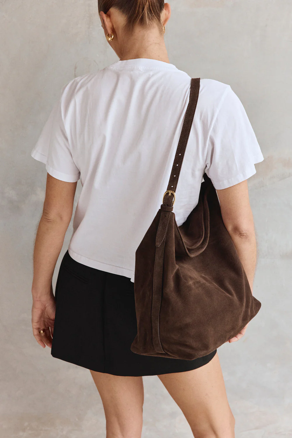 Savannah Dark Chocolate Suede Hobo Bag - Image 6