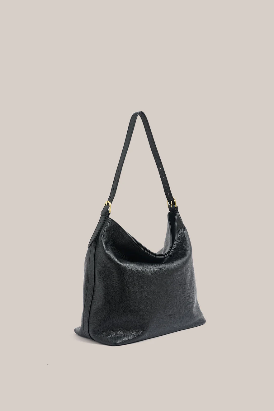 Serena Black Leather Hobo Bag - Image 4