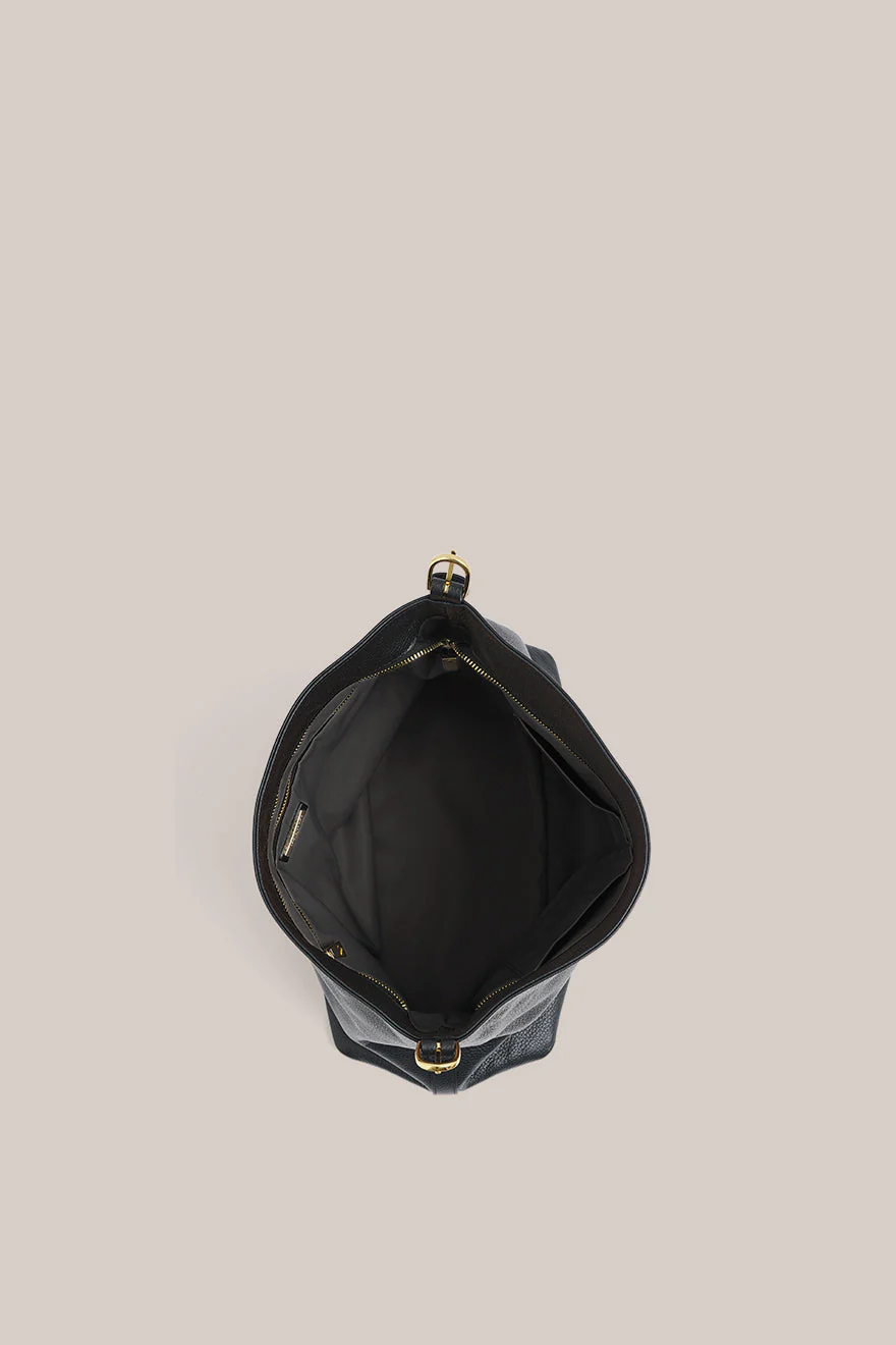 Serena Black Leather Hobo Bag - Image 5