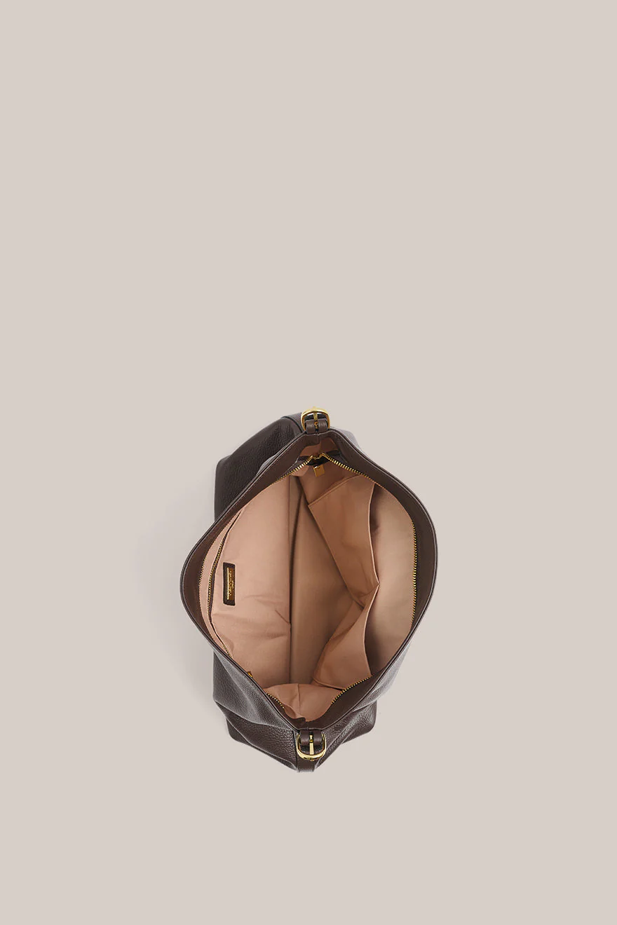 Serena Dark Chocolate Leather Hobo Bag - Image 5