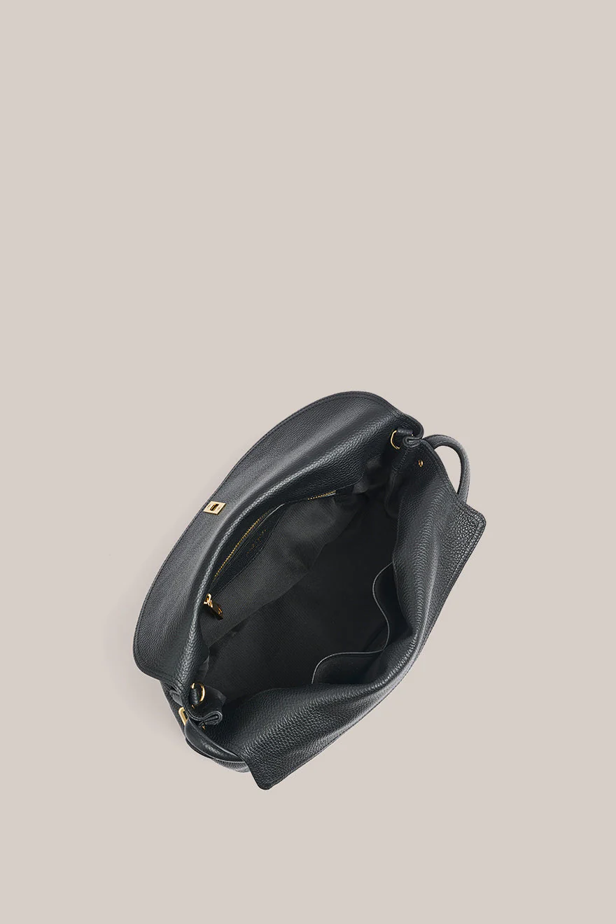 Sloane Large Black Leather Top Handle Crossbody - Image 5