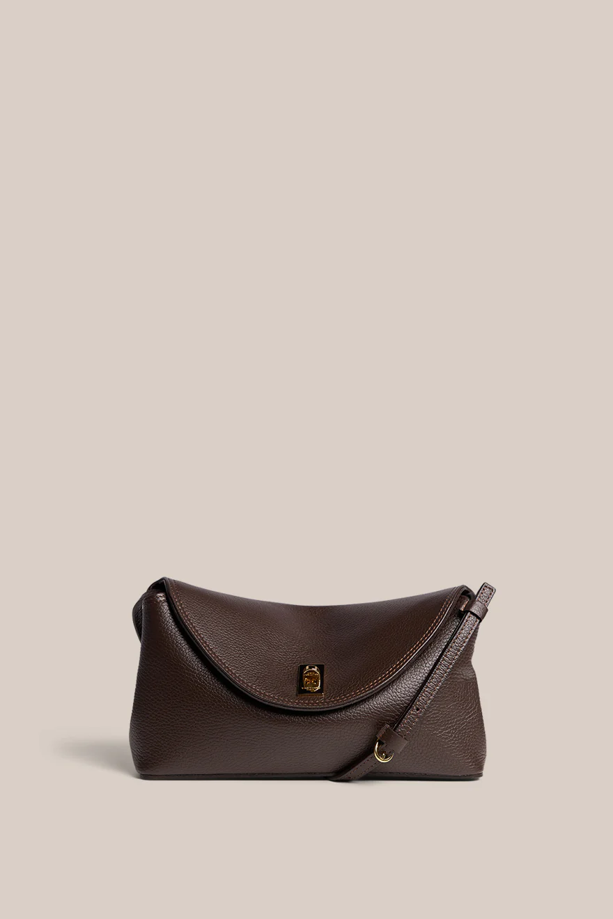 Sloane Dark Chocolate Leather Crossbody Clutch - Image 3