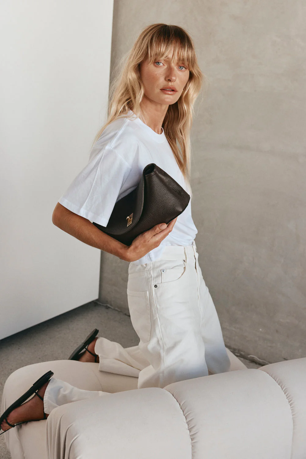 Sloane Dark Chocolate Leather Crossbody Clutch - Image 6