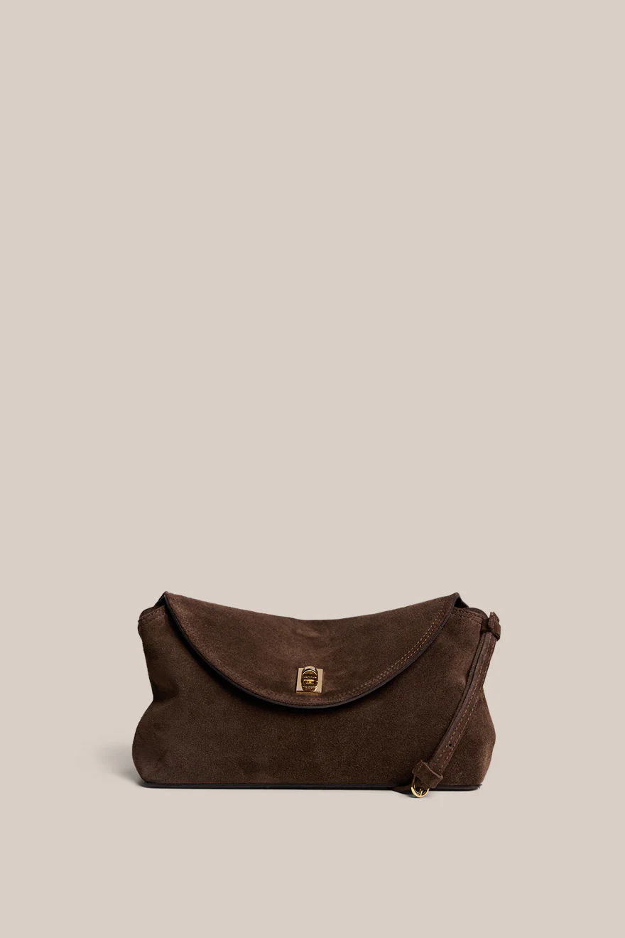 Sloane Dark Chocolate Suede Crossbody Clutch - Image 3