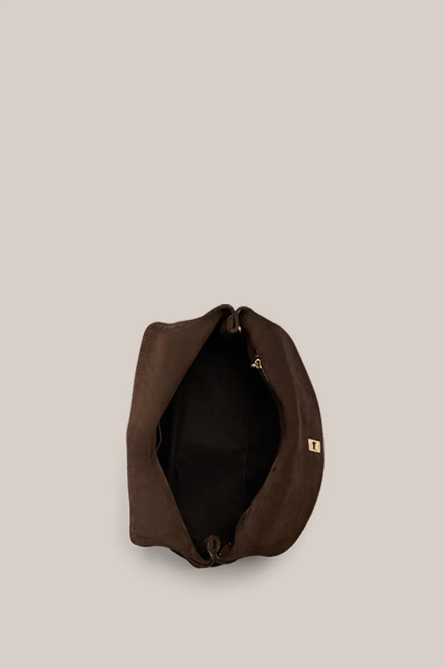 Sloane Dark Chocolate Suede Crossbody Clutch - Image 5