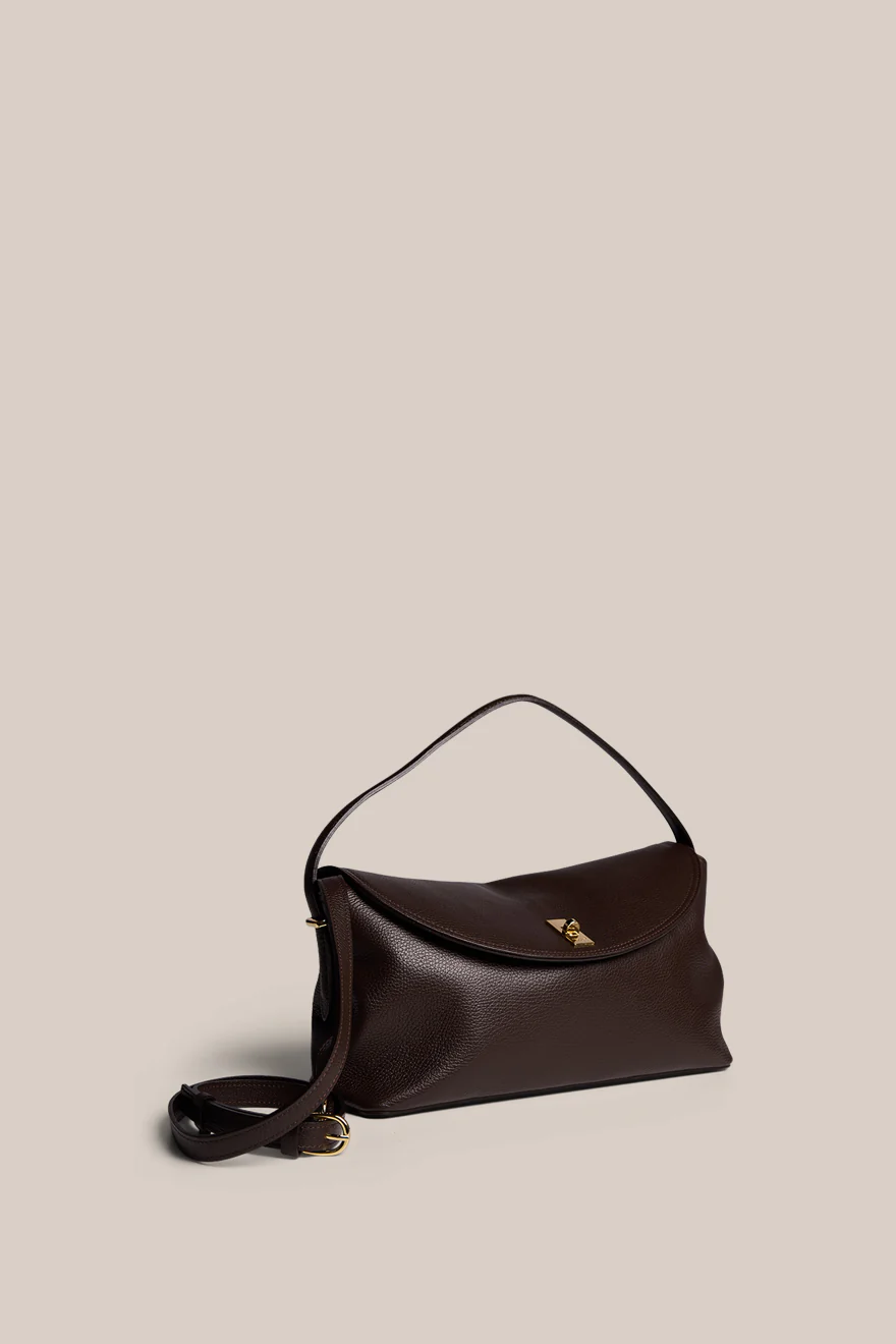Sloane Large Dark Chocolate Leather Top Handle Crossbody - Image 3