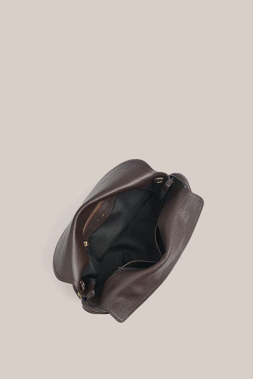 Sloane Large Dark Chocolate Leather Top Handle Crossbody - Image 4